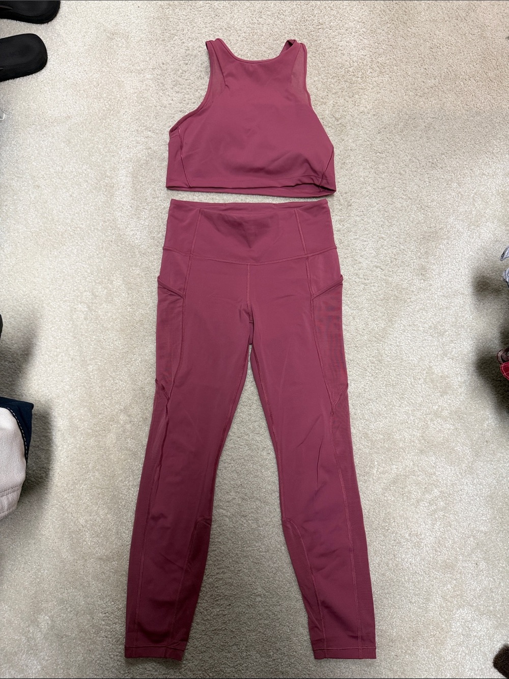 Athleta Pink High-Waist Leggings and Crop Tank Set